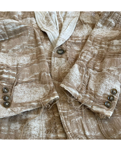 Share Spirit Homme Frayed Layer Distressed Linen Tailored Blazer Jacket