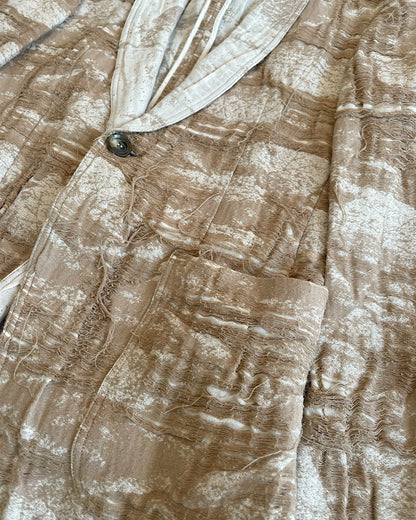Share Spirit Homme Frayed Layer Distressed Linen Tailored Blazer Jacket