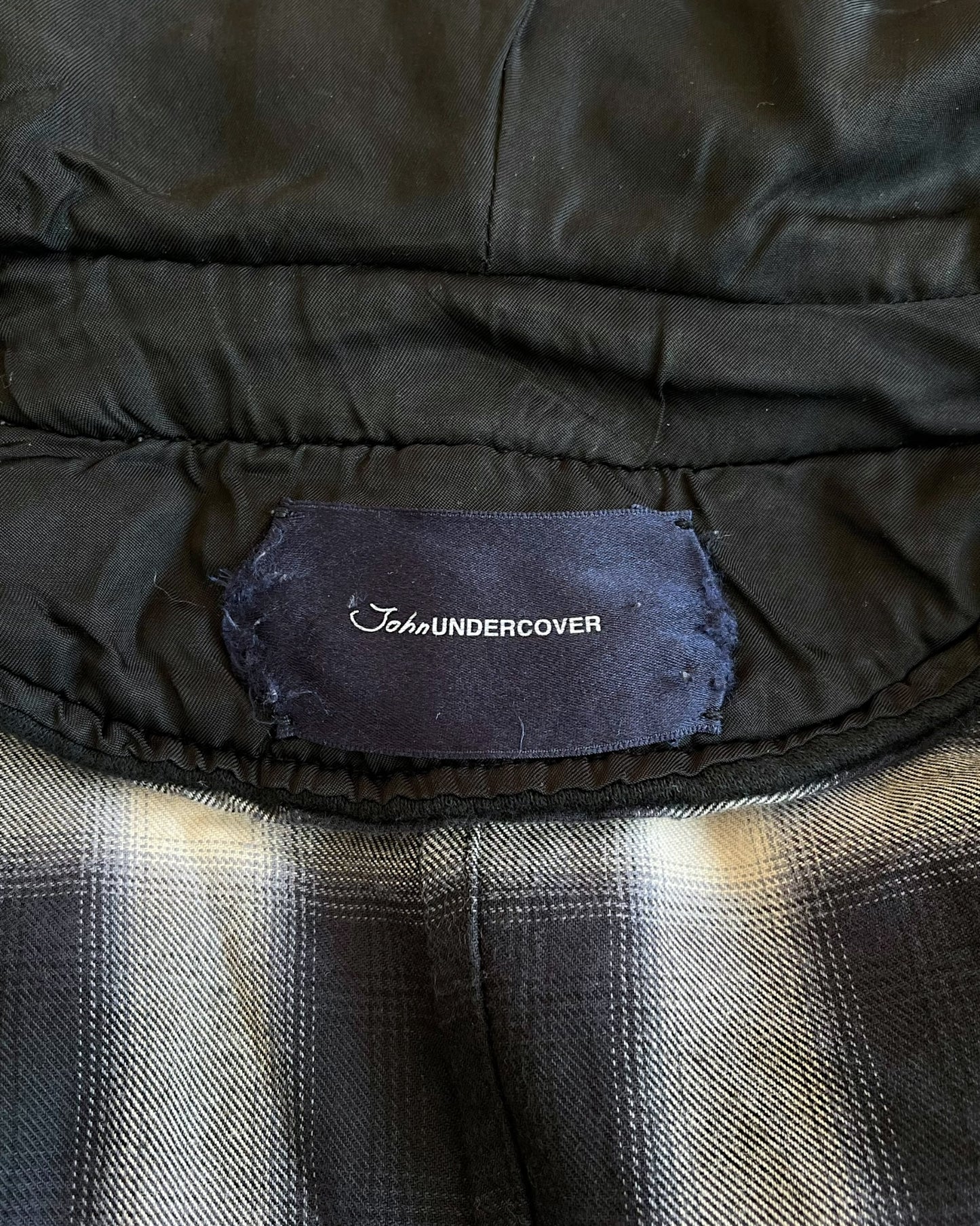 JohnUndercover SS2017 Hoodie Layer Plaid Light Wrap Coat