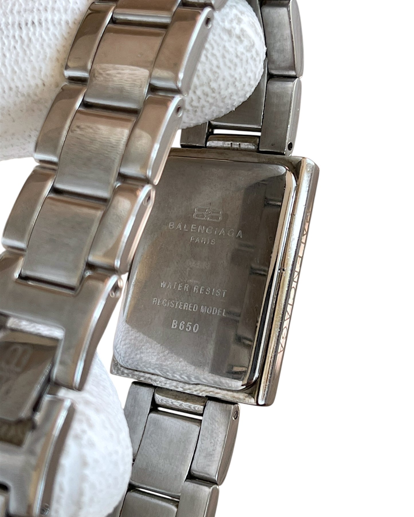 Balenciaga Vintage Roman Black Dial Rectangle Case Steel Quartz Watch