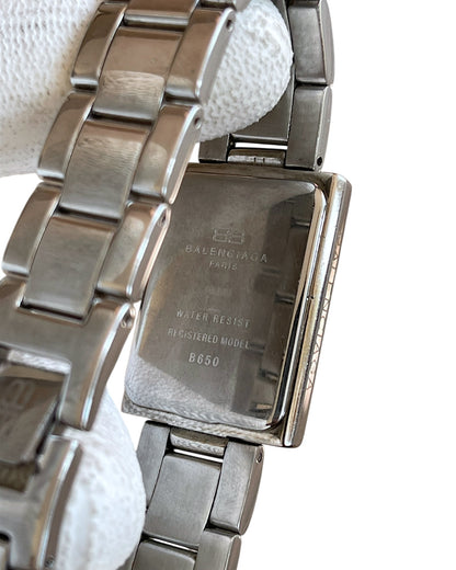 Balenciaga Vintage Roman Black Dial Rectangle Case Steel Quartz Watch