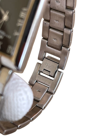 Balenciaga Vintage Roman Black Dial Rectangle Case Steel Quartz Watch