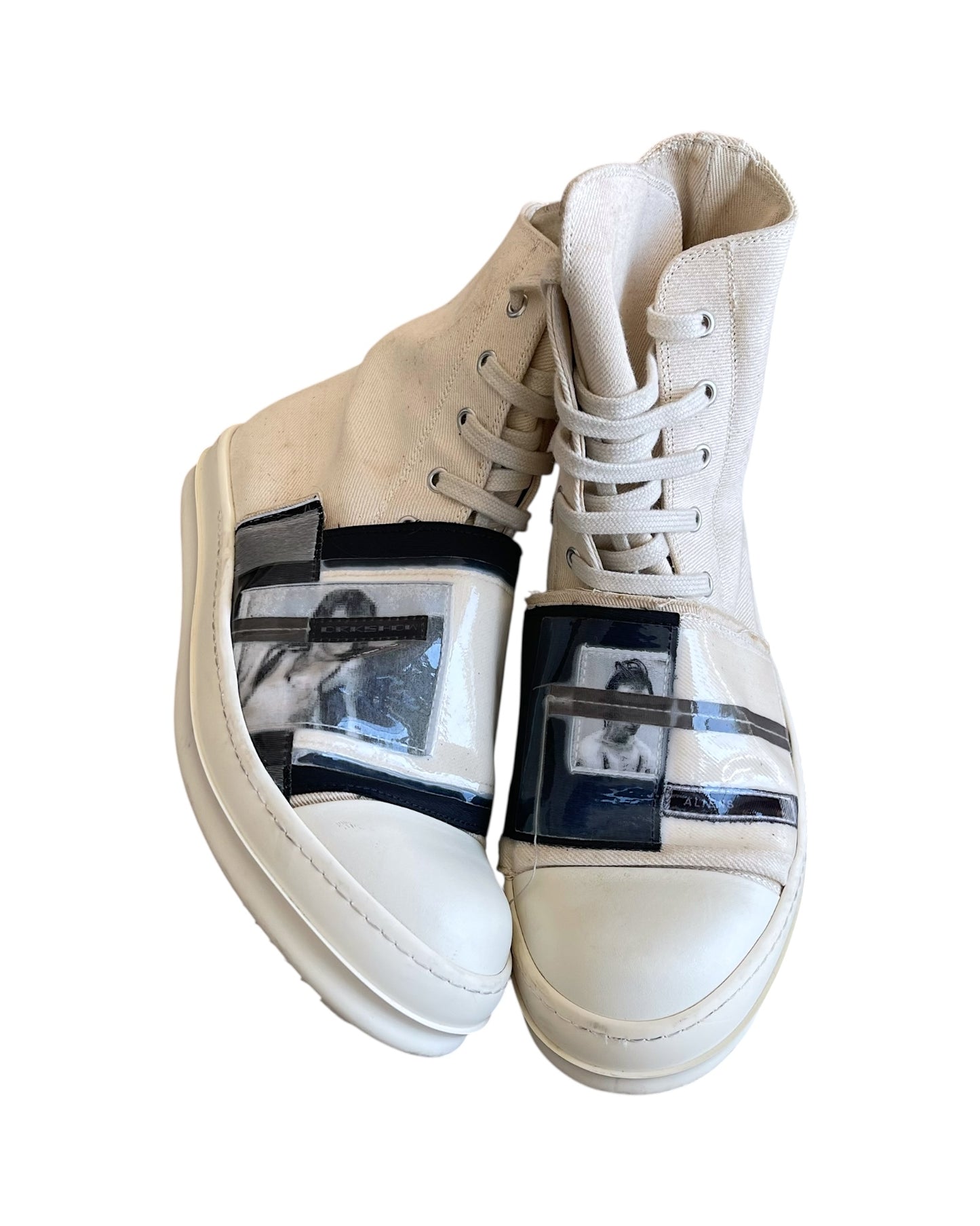 Rick Owens Drkshdw SS19 Aliens Patchwork Canvas High Ramones Sneakers