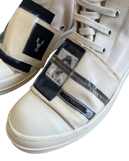Rick Owens Drkshdw SS19 Aliens Patchwork Canvas High Ramones Sneakers
