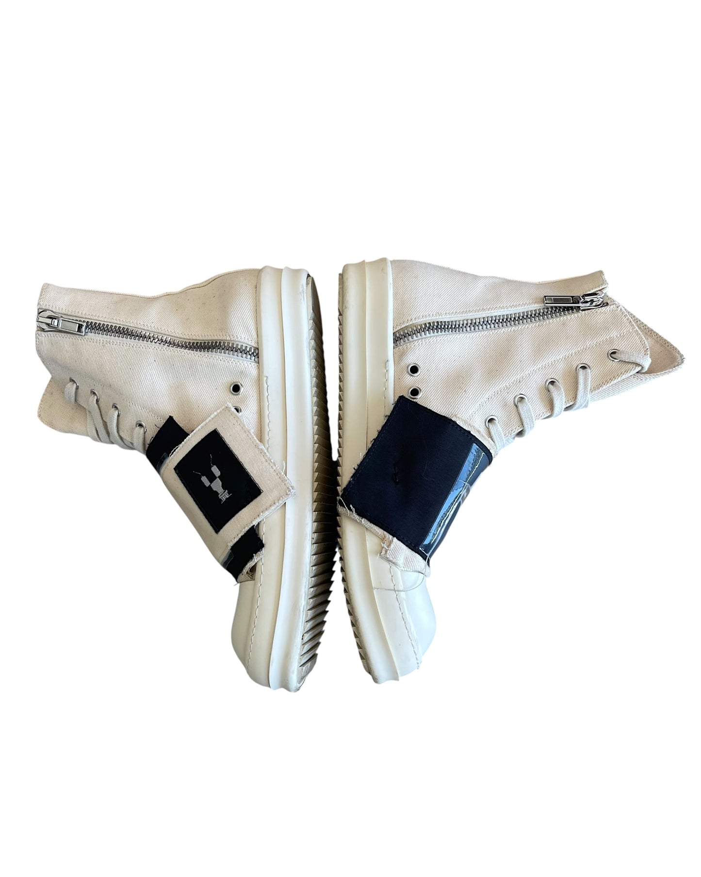 Rick Owens Drkshdw SS19 Aliens Patchwork Canvas High Ramones Sneakers