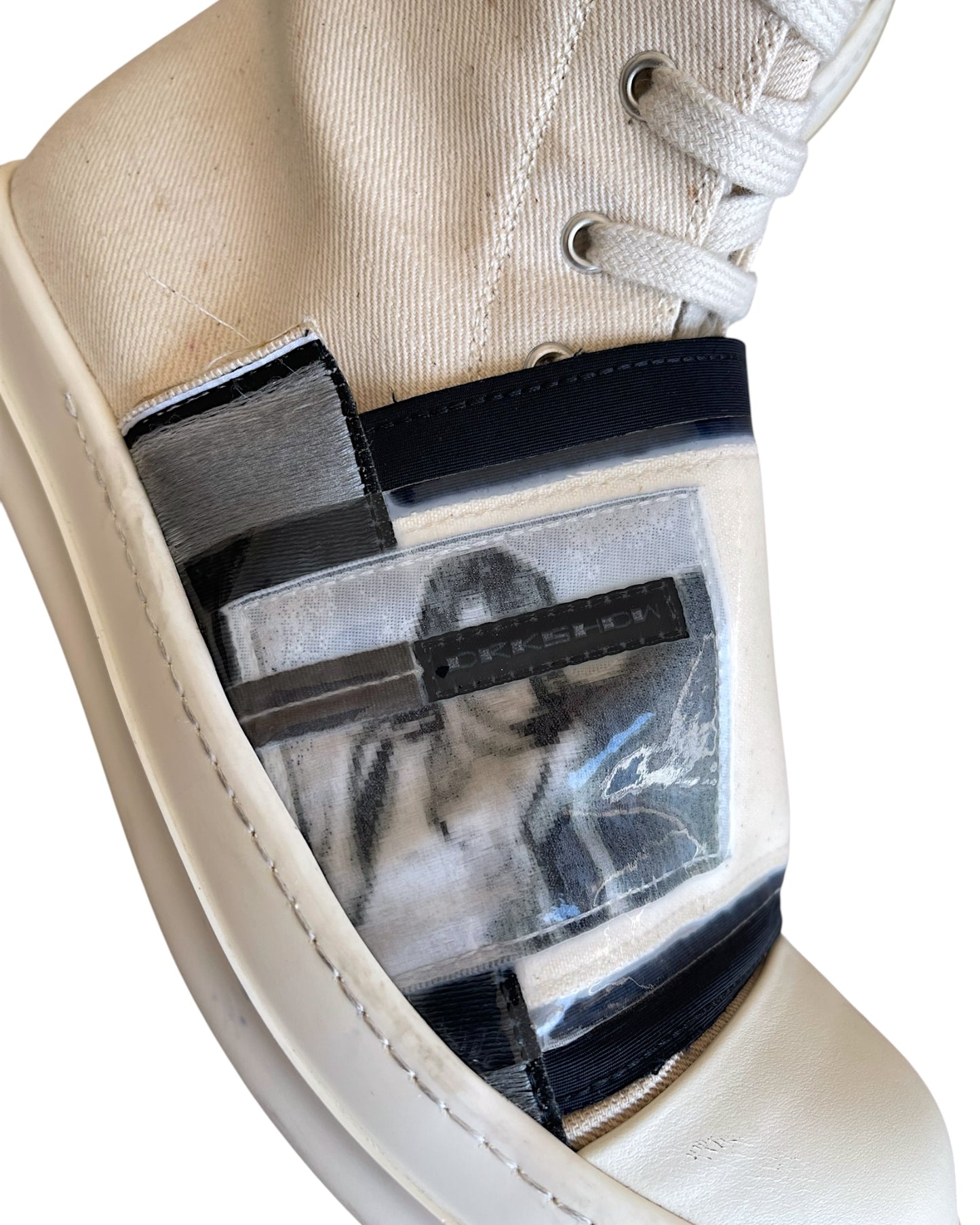 Rick Owens Drkshdw SS19 Aliens Patchwork Canvas High Ramones Sneakers