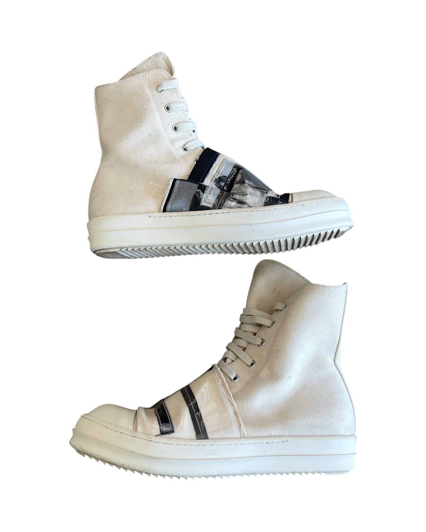 Rick Owens Drkshdw SS19 Aliens Patchwork Canvas High Ramones Sneakers