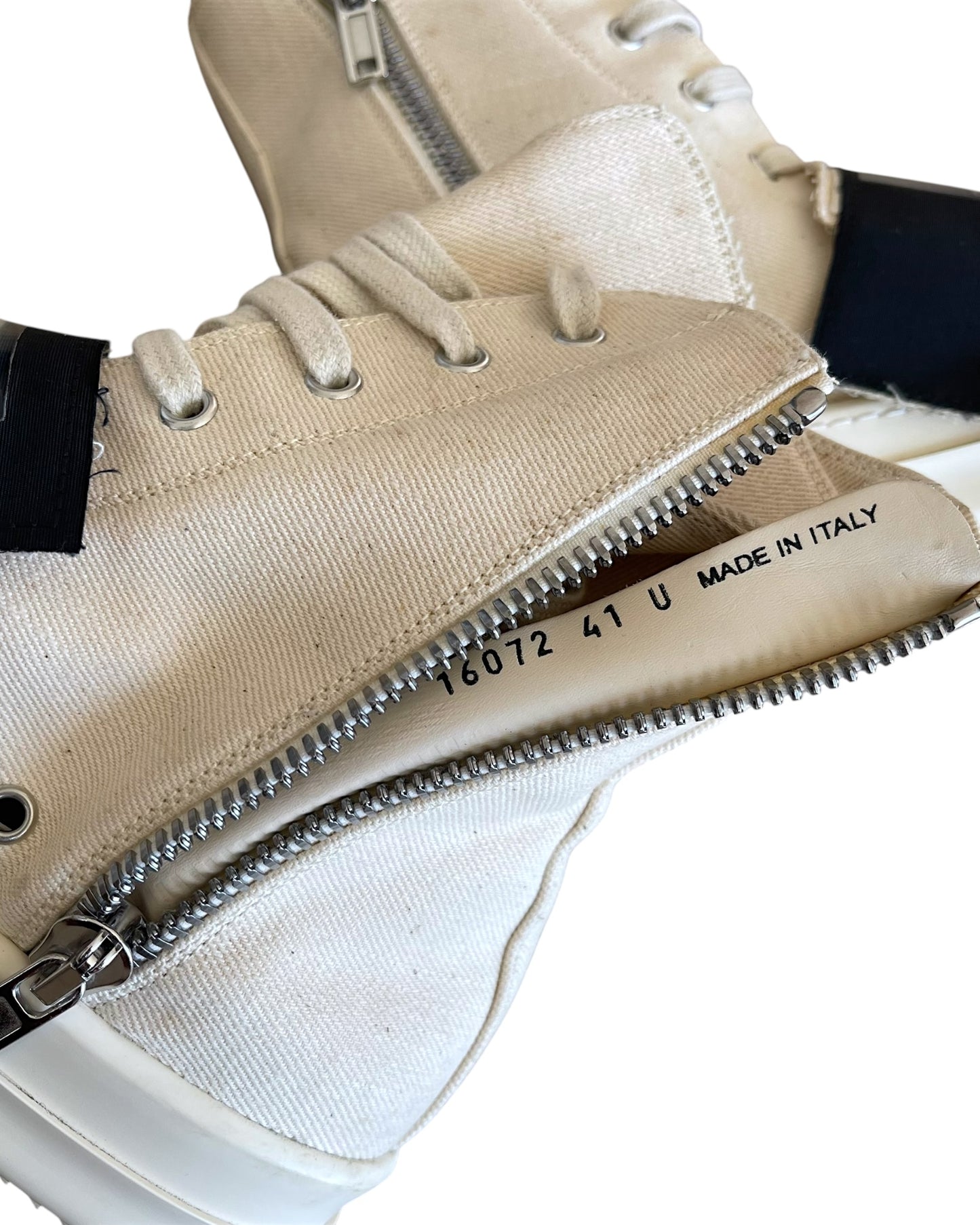 Rick Owens Drkshdw SS19 Aliens Patchwork Canvas High Ramones Sneakers