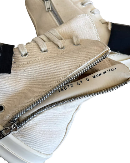 Rick Owens Drkshdw SS19 Aliens Patchwork Canvas High Ramones Sneakers