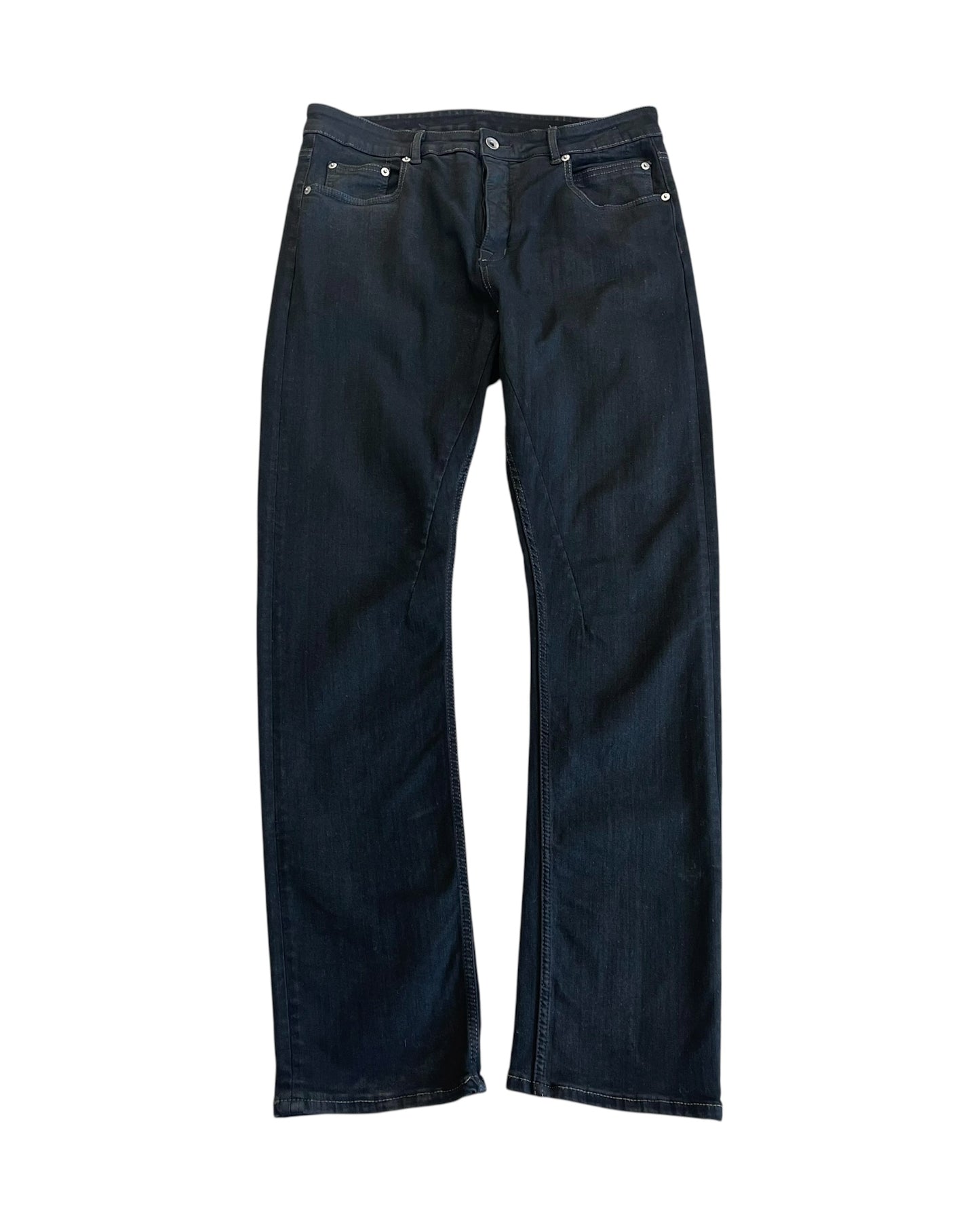 Rick Owens Drkshdw FW21 Detroit Cut Rubber Wax Coated Denim Jeans
