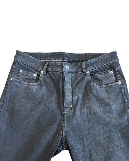 Rick Owens Drkshdw FW21 Detroit Cut Rubber Wax Coated Denim Jeans