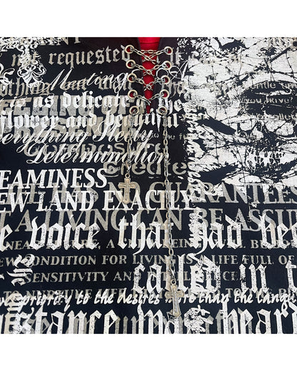 Beaumont Carr Gothic Poem Eyelet Cross Chain Layer T-Shirt