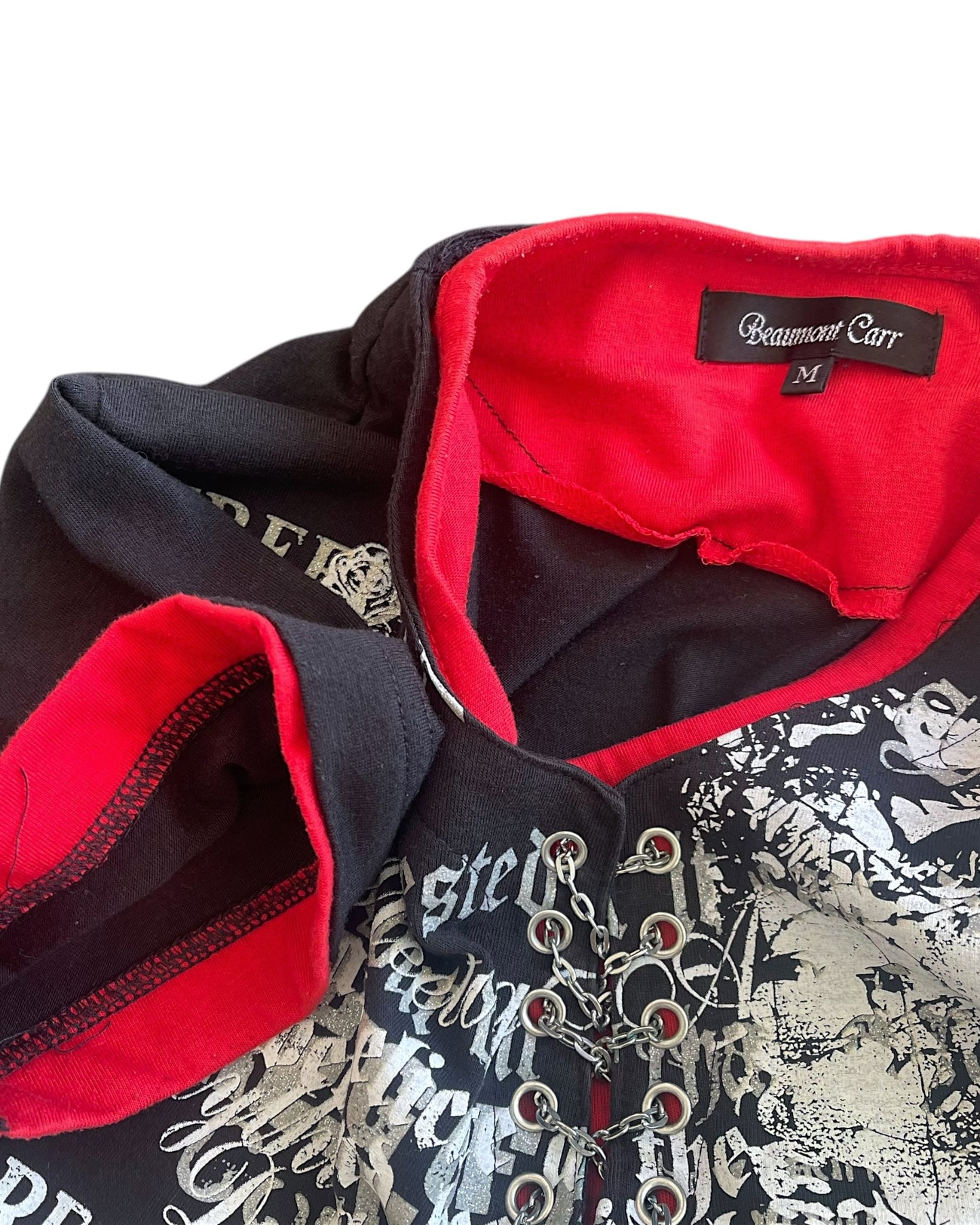 Beaumont Carr Gothic Poem Eyelet Cross Chain Layer T-Shirt