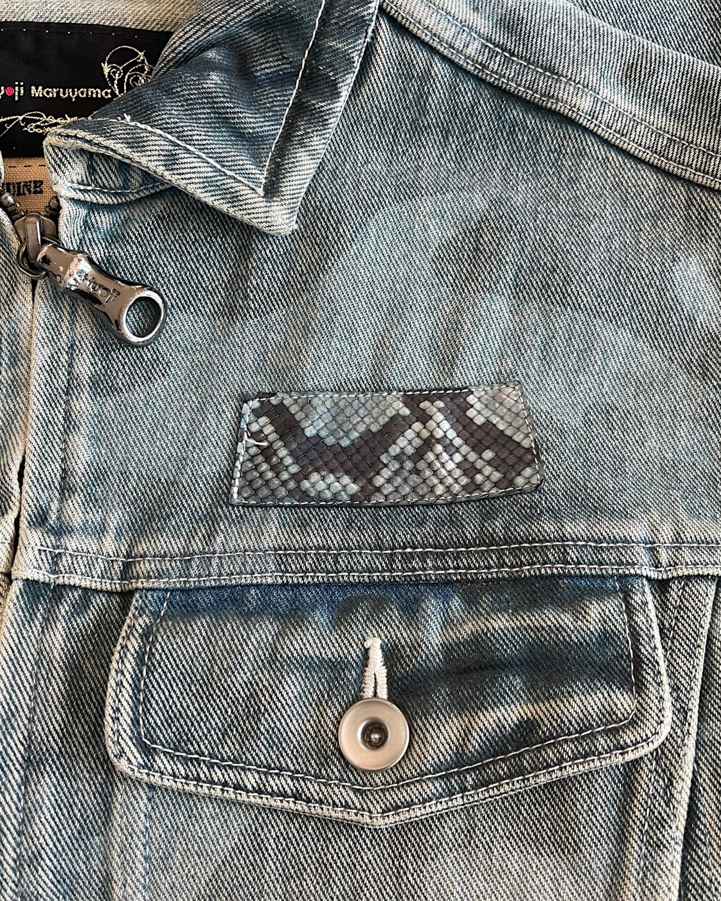 Kyoji Maruyama 2000s Python Patch Camo Trucker Denim Jacket