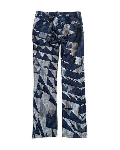 Issey Miyake A-POC Inside Geometric Prism Pattern Denim Jeans