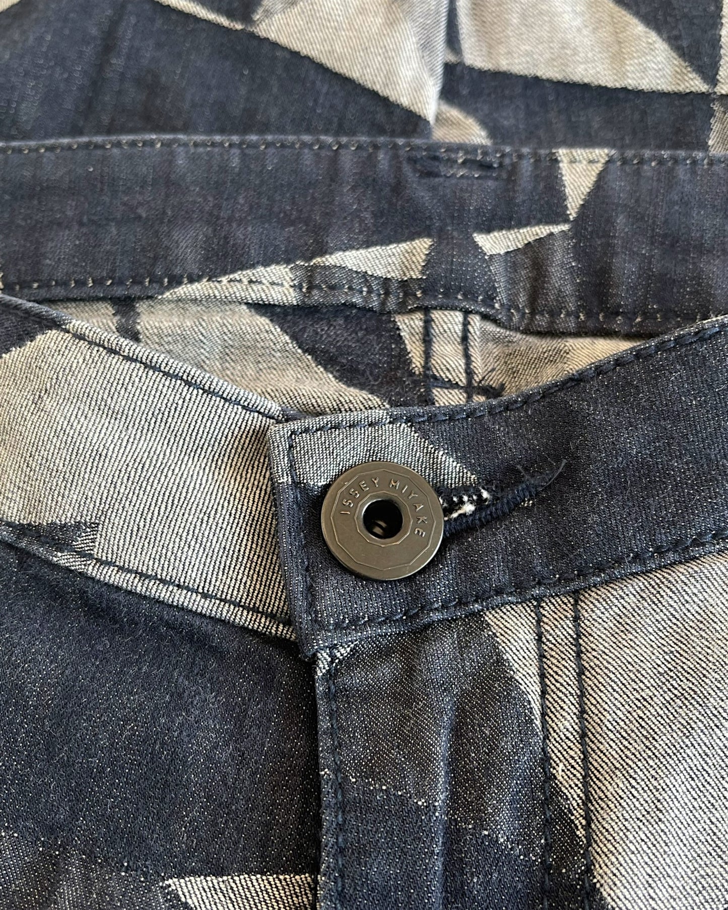 Issey Miyake A-POC Inside Geometric Prism Pattern Denim Jeans