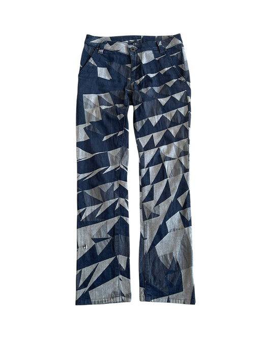 Issey Miyake A-POC Inside Geometric Prism Pattern Denim Jeans