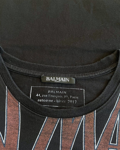 Balmain AW17 Panther Tiger Snake Rock Graphic T-Shirt