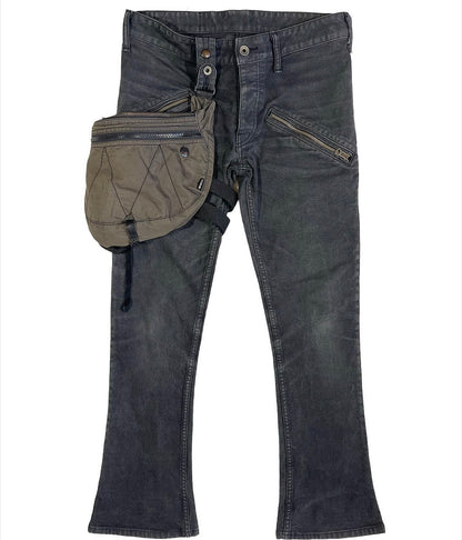 L.G.B (Le Grand Bleu) bondage bag zip flare denim